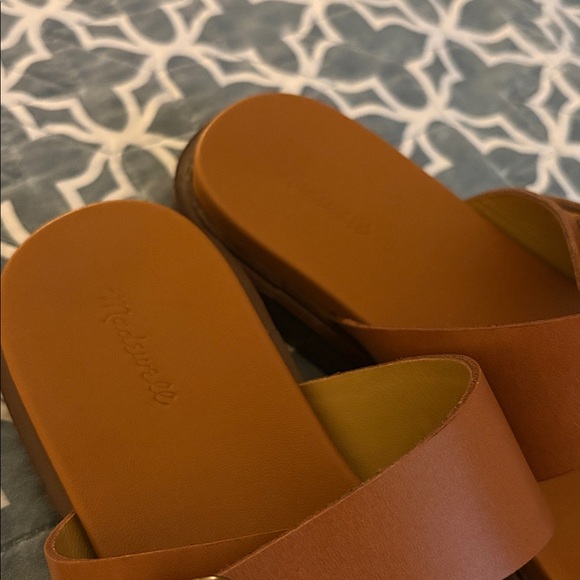 Madewell The Dee Double-Strap Slide Sandal Coffee Cognac Leather Size 8.5 NEW - Picture 4 of 5